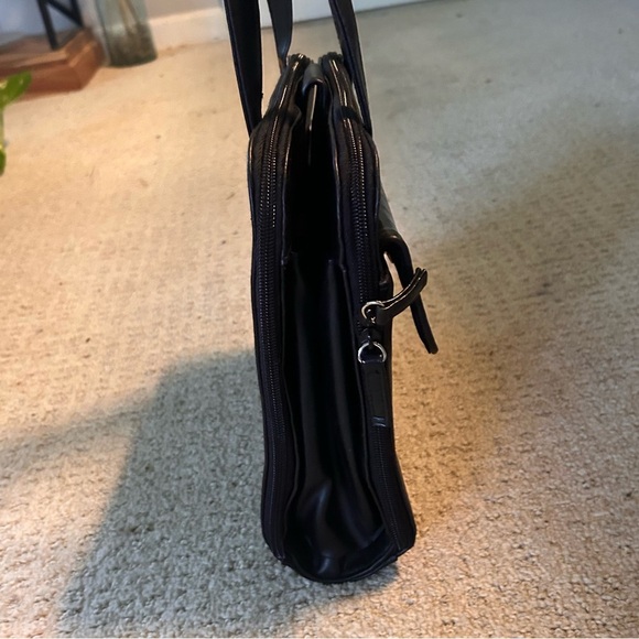 FRANKLIN COVEY Black Organizer Tote Leather Style Croc Embossed Academia Classic - Picture 6 of 8